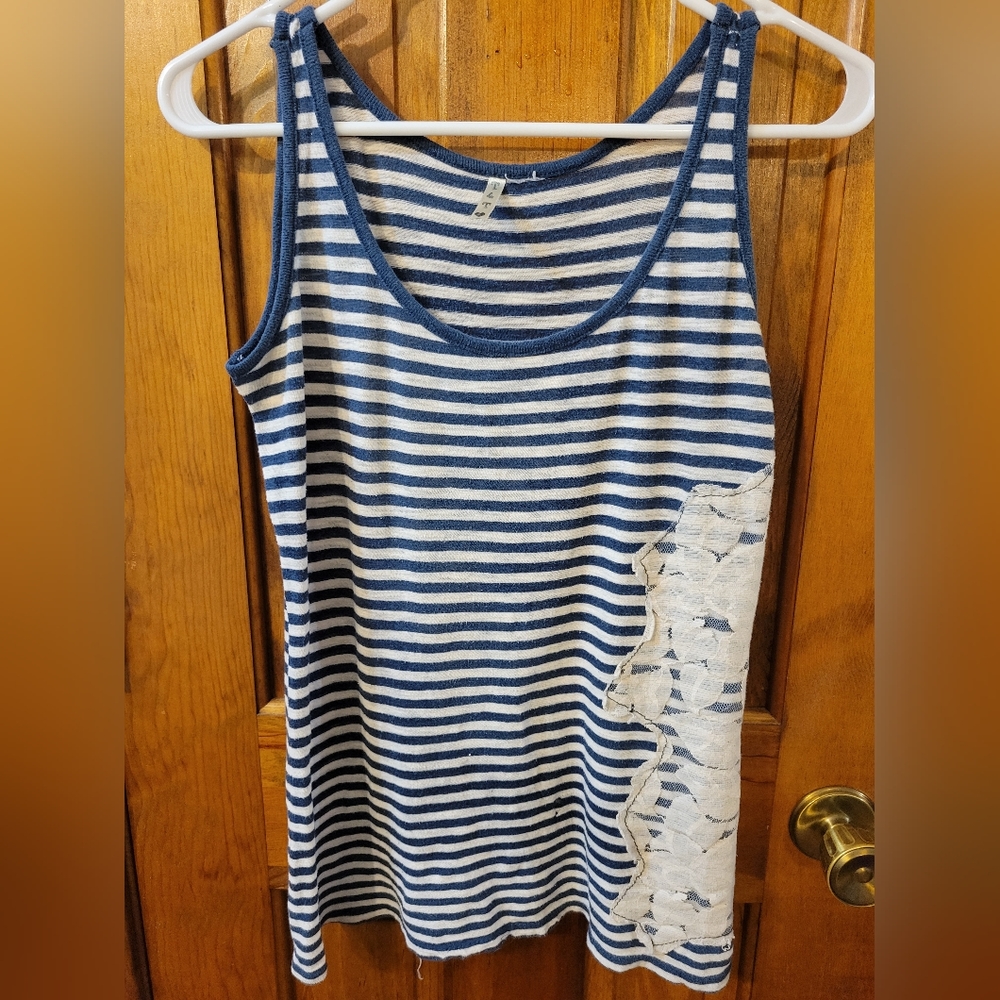 Blue and Cream Tank Top